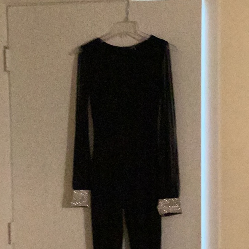 Elegant Black Jumpsuit with Silver Accents